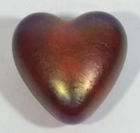 Signed Handmade In Canada Robert Held Iridescent Orange Dark Pink Rainbow Heart Shaped Art Glass with Original Sticker