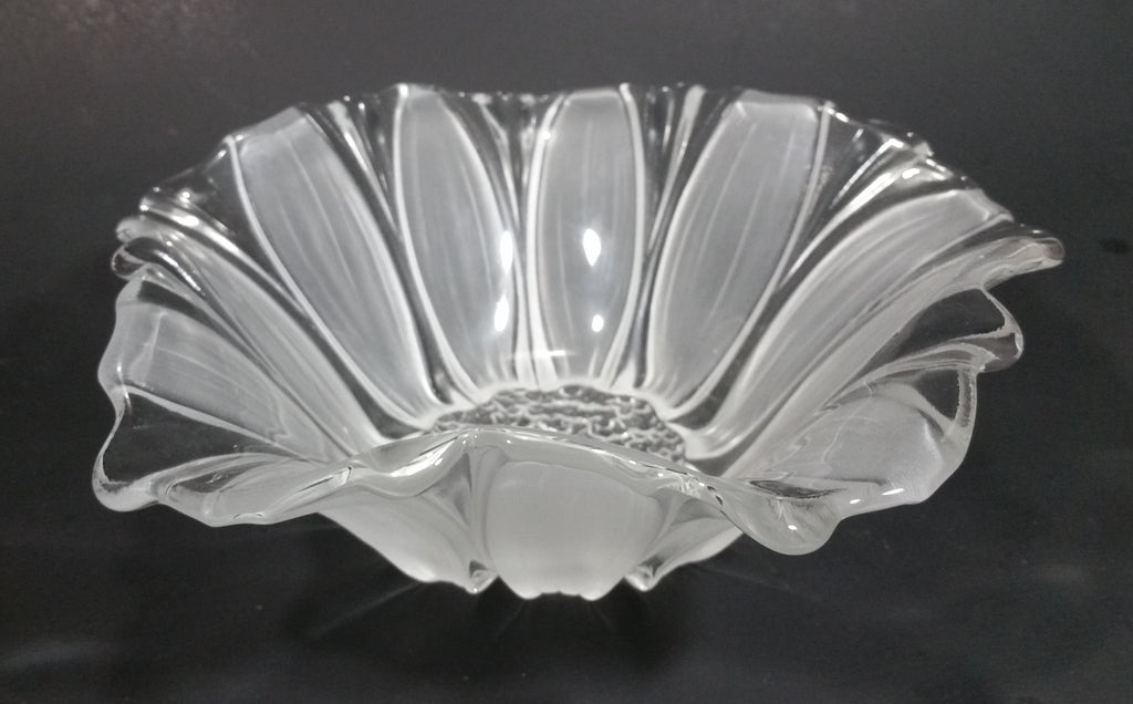 Vintage Crystal Frosted Glass Blossoming Flower Shaped Candy Dish ...