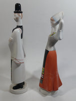 Vintage Aquincum Made In Hungary Man and Woman Couple Hand Painted 10" Tall Porcelain Figurines Set