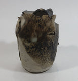 Wrapped Brutalist Abstract Style Brown Cream White Glazed Art Pottery Vase