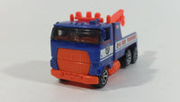 1997 Hot Wheels Rig Wrecker 24 HR Towing Emergency Tow Truck Dark Blue Die Cast Toy Car Vehicle