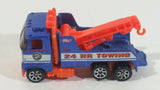 1997 Hot Wheels Rig Wrecker 24 HR Towing Emergency Tow Truck Dark Blue Die Cast Toy Car Vehicle