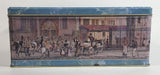 Vintage Blue Trimmed Old English Town Scenery Decorative Metal Tin Container