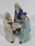 Vintage Chinese Mudman Mudmen Eating and Sharing Food Decorative Figurine