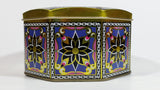 Colorful Ornate Decorative Flower Themed Octagon Shaped Tin Metal Container
