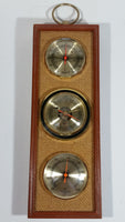 Vintage Taylor Woven Background Rectangular Shaped Wood Cased Weather Station Barometer Thermometer Humidity