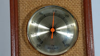 Vintage Taylor Woven Background Rectangular Shaped Wood Cased Weather Station Barometer Thermometer Humidity
