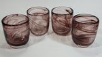 Set of 4 Amethyst Purple Swirl Heavy Art Glass Cups