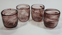 Set of 4 Amethyst Purple Swirl Heavy Art Glass Cups