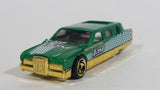 2001 Hot Wheels Turbo Taxi Limozeen Metallic Green Gold Die Cast Toy Car Limousine Limo Vehicle