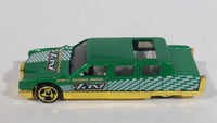 2001 Hot Wheels Turbo Taxi Limozeen Metallic Green Gold Die Cast Toy Car Limousine Limo Vehicle