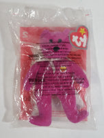 2004 Ty Teanie Beanie Baby 'Burger The Bear Toy' Pink Stuffed Animal Teddy Bear McDonald's Happy Meal #2 - New in Package