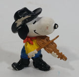 Vintage United Features Peanuts Snoopy Musician Playing a Violin PVC Toy Figure Made in Hong Kong