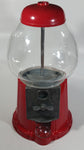 Vintage Metal and Glass Globe Red Colored 14 1/2" Tall Candy Dispenser