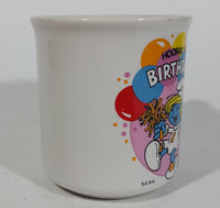 Vintage 1982 W. Berrie & Co Collector Mugs Smurfs "Hooray For Birthdays" Balloon Themed Ceramic Coffee Mug Cartoon Collectible #8026 #15