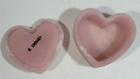 Vintage Incolay Disney Mickey Mouse and Minnie Mouse Pink Heart Shaped Marble Like Lidded Trinket Box Cartoon Collectible