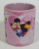 Monogram Disney Mickey Mouse and Minnie Mouse Kissing Love Themed Cartoon Characters Pink Ceramic Coffee Mug