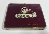 Rare Antique 1935 Karel I Minor 10 Cigar 10 Senorita Dark Red Hinged Tin Metal Container Made in Holland