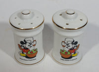 Vintage Walt Disney Productions Mickey Mouse Cooking Themed Fine China Salt and Pepper Shaker Set - Cartoon Collectible