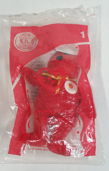 2004 Ty Teanie Beanie Baby '10th Bear Toy' Red Stuffed Animal Teddy Bear McDonald's Happy Meal #1 - New in Package