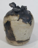 Wrapped Brutalist Abstract Style Brown Cream White Glazed Art Pottery Vase