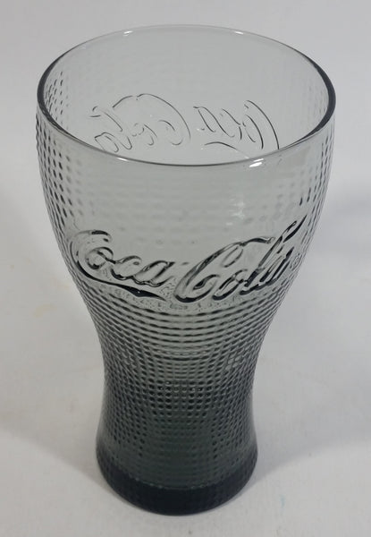 Coca-Cola Coke Soda Pop Beverages Raised Dots Black Grey Tinted 5 3/4" Tall Glass Cup Collectible