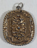 Vintage Brown Smoky Topaz Gemstone In Gold Tone Metal Necklace Pendant