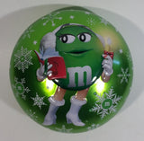 2013 M & M's Chocolate Candies Green Character Christmas Themed Candy Shaped Round Tin Metal Container