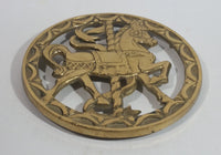 1979 Rubel Brass Carousel Horse Hot Pot Plate Holder Metalware Tableware Collectible - Treasure Valley Antiques & Collectibles