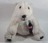 Collectible 1993 Coca-Cola Coke Soda Pop Beverage White Polar Bear Holding Coca Cola Bottle 14" Tall Stuffed Animal Plush Toy