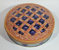 Collectible Large 10 1/2" Lattice Blueberry Pie Tin Metal Container