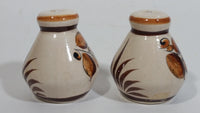 Cat Mexico Cream and Brown Floral Pattern Salt & Pepper (Both Salt) Pottery Shaker Set