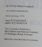 'Halfbreed' Paper Back Book by Maria Campbell - McClelland and Stewart - Treasure Valley Antiques & Collectibles