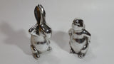 Set of 2 Bunny Rabbit Hare Stainless Steel Figurines