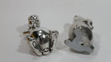 Set of 2 Bunny Rabbit Hare Stainless Steel Figurines