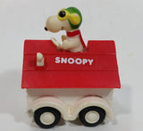 Vintage 1975 Aviva Snoopy Doghouse Motorized Friction Pullback Plastic Toy Car Vehicle
