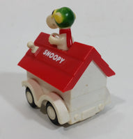 Vintage 1975 Aviva Snoopy Doghouse Motorized Friction Pullback Plastic Toy Car Vehicle