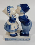 Vintage Delft Blue Holland Dutch Boy and Girl Kissing Hand Painted Ceramic 5" Tall Figurine