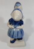 Vintage Delft Blue Holland Dutch Boy and Girl Kissing Hand Painted Ceramic 5" Tall Figurine