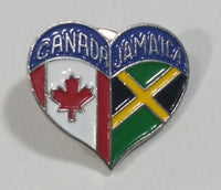 Flags of Canada and Jamaica Heart Shaped Enamel Metal Friendship Pin