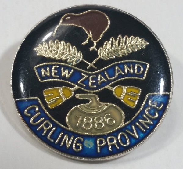 New Zealand Curling Province '1886' Round Enamel Metal Pin