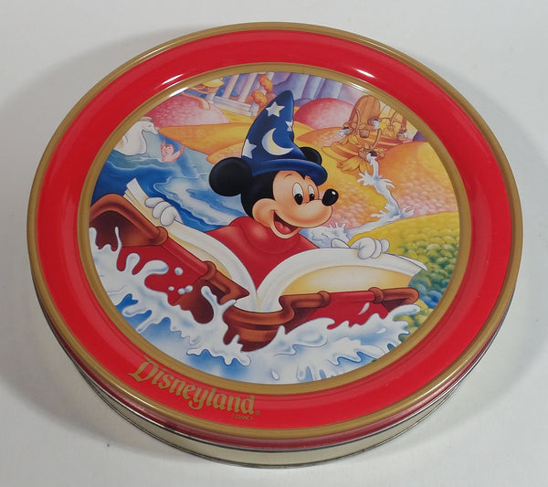 Walt Disney Disney Land Wizard Mickey Mouse Cartoon Character Red 10" Round Metal Tin Canister