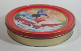 Walt Disney Disney Land Wizard Mickey Mouse Cartoon Character Red 10" Round Metal Tin Canister