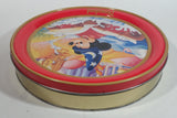 Walt Disney Disney Land Wizard Mickey Mouse Cartoon Character Red 10" Round Metal Tin Canister