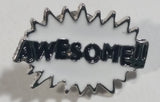 Exploding 'Awesome!!' White Enamel Metal Lapel Pin