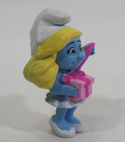 2013 Peyo "Smurfette" Smurf Holding Hand Mirror PVC Toy Figure McDonald's Happy Meal