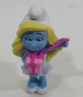 2013 Peyo "Smurfette" Smurf Holding Hand Mirror PVC Toy Figure McDonald's Happy Meal