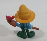 2011 Peyo "Farmer" Smurf Holding Shovel with Bird PVC Toy Figure McDonald's Happy Meal