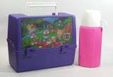 Rare 1991 Warner Bros Tiny Toon Adventures Cartoon Characters Thermos Brand Purple and Pink Lunch Box with Bottle