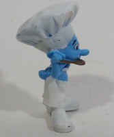 2011 Peyo "Chef" Smurf Sipping From a Spoon PVC Toy Figure McDonald's Happy Meal